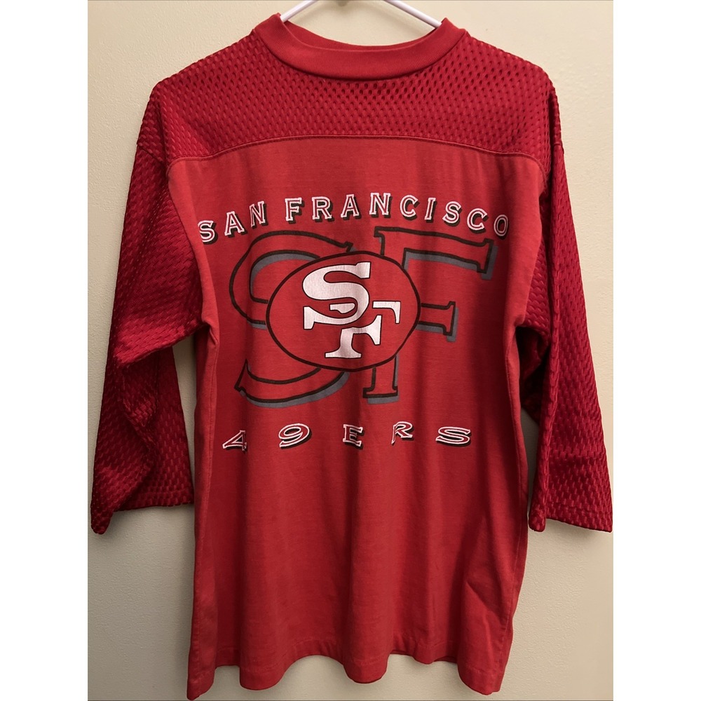 Vtg Single Stitch‎ San Francisco 49ers Shirt Med NFL Football Mesh Jersey 80s